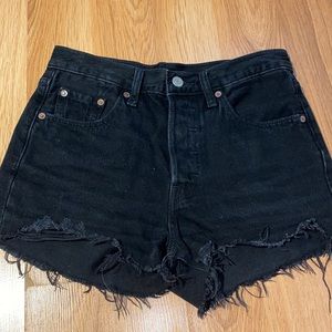 Black denim shorts